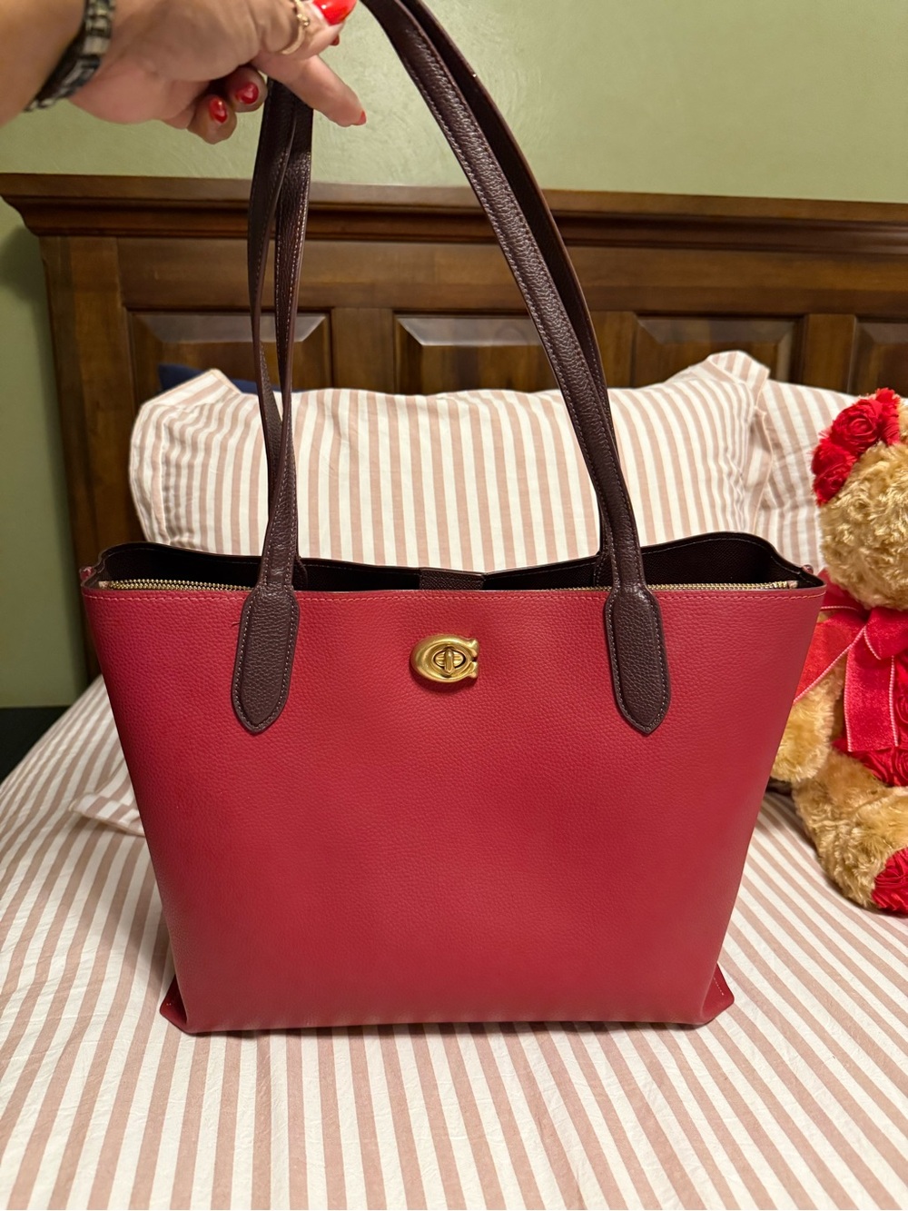 Coach Red Leather Tote